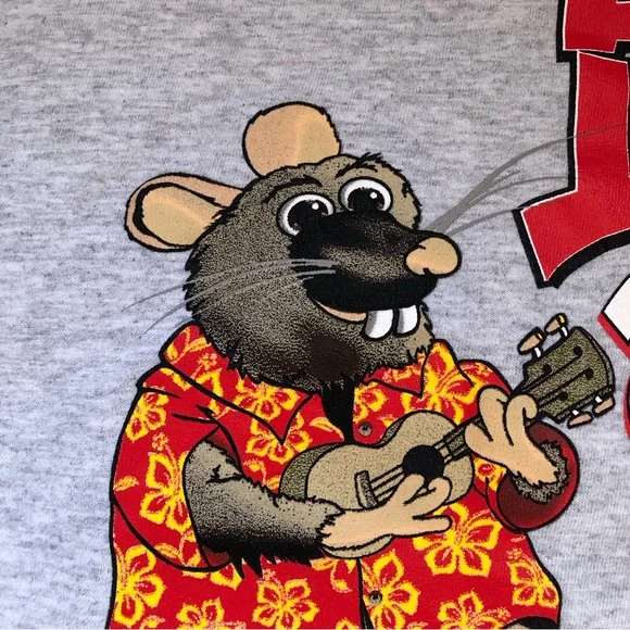 2008 Year of the Rat Hawaiian Ukulele & Slippahs - Gray Shirt - Large NWOT - Picture 9 of 13